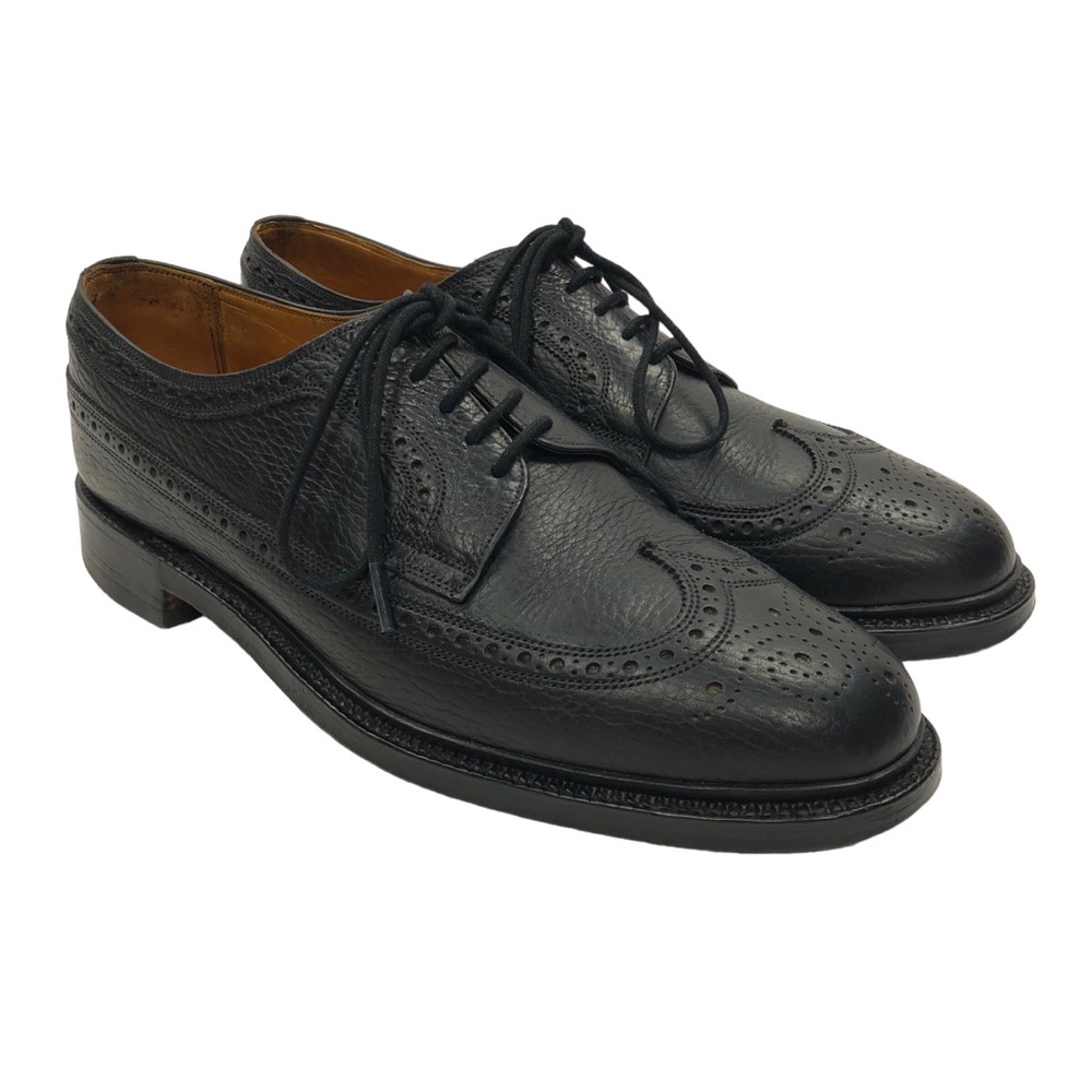 Tweed by Cheaney of England Black Wingtip Oxford Pebble Grain Leather Size 10.5